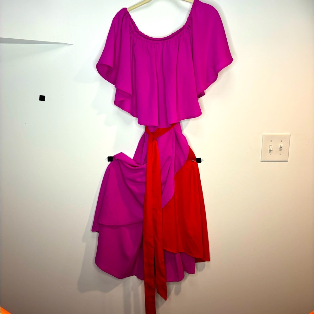 Lovely off shoulder flowy layered empire dress